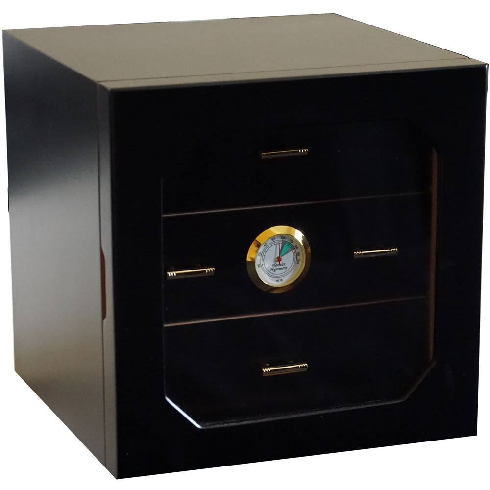 Mystic Collection - Black Box Humidor - 3 Drawers - Capacity 75 cigars