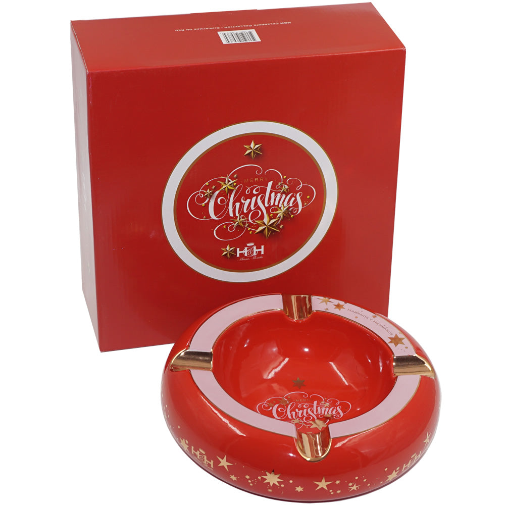 Cigar Ashtray - Celebrate Collection - Christmas on Red - 9'' x 3''.