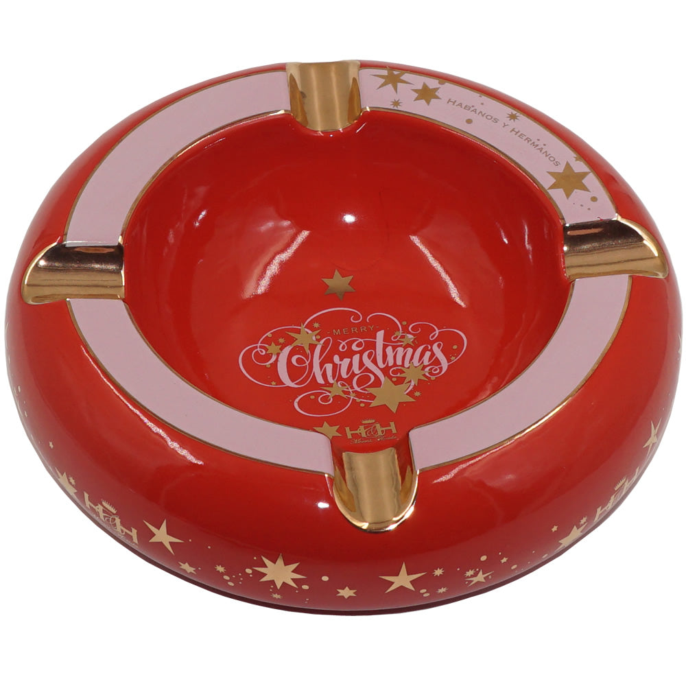 Cigar Ashtray - Celebrate Collection - Christmas on Red - 9'' x 3''.