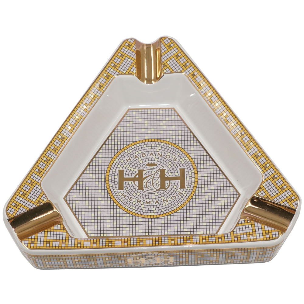 H & H Insignia Collection - Golden Bits Ashtray - 8'' x 8'' x 2'.