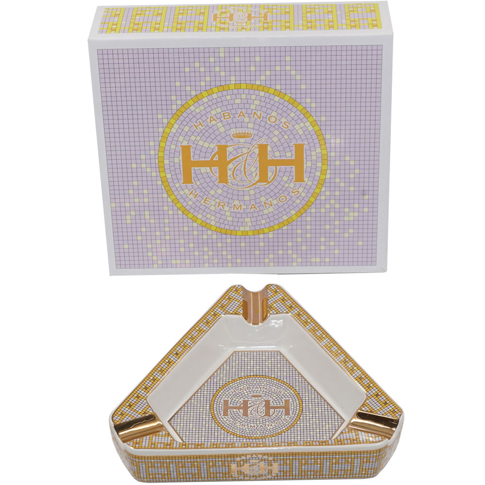 H & H Insignia Collection - Golden Bits Ashtray - 8'' x 8'' x 2'.